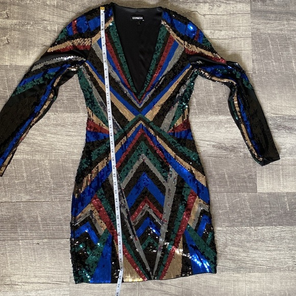 EXPRESS Rainbow Sequin Bling Shift Dress - Picture 6 of 10